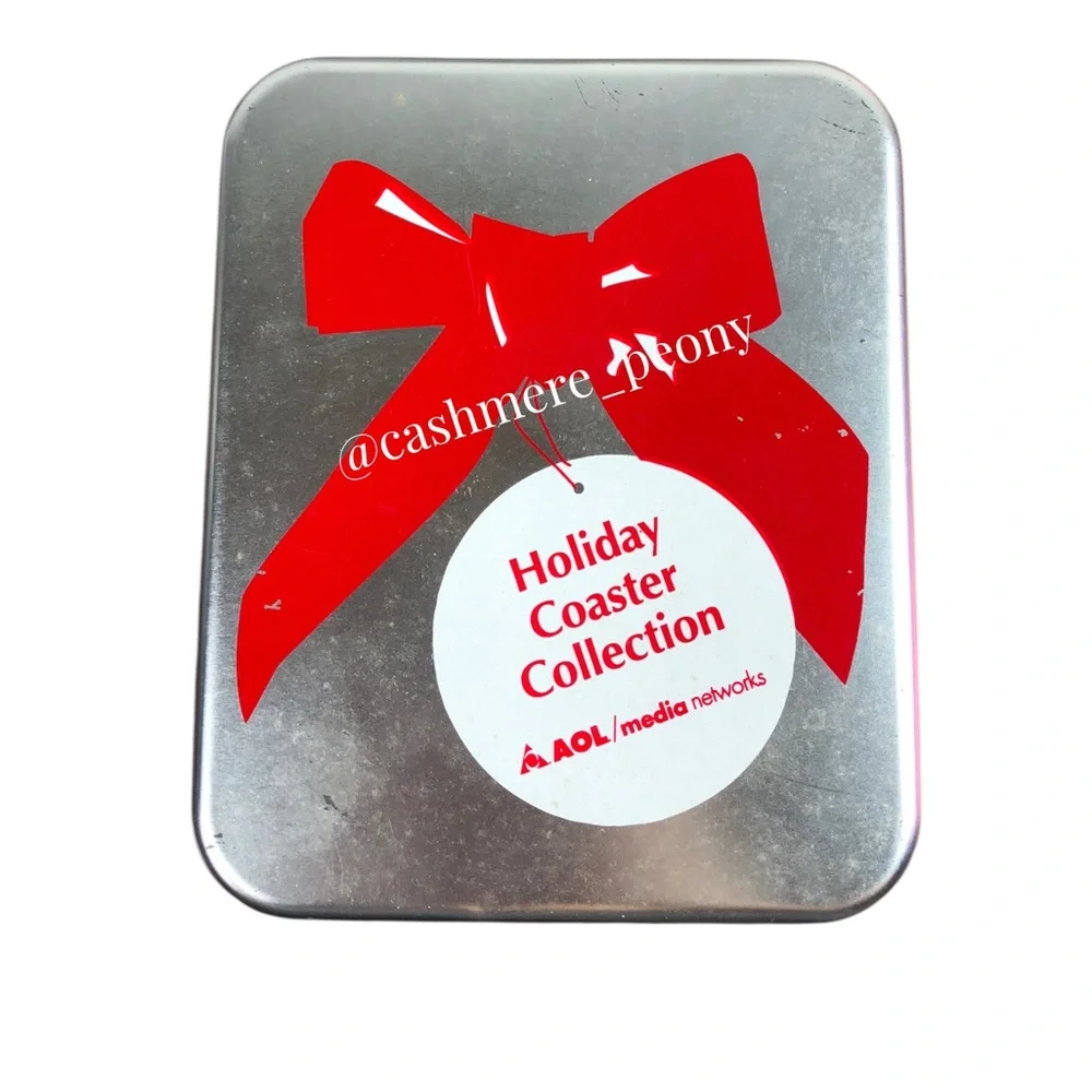 AOL Holiday Coaster Collection Rare Media Networks in Tin Case with 8 Coasters